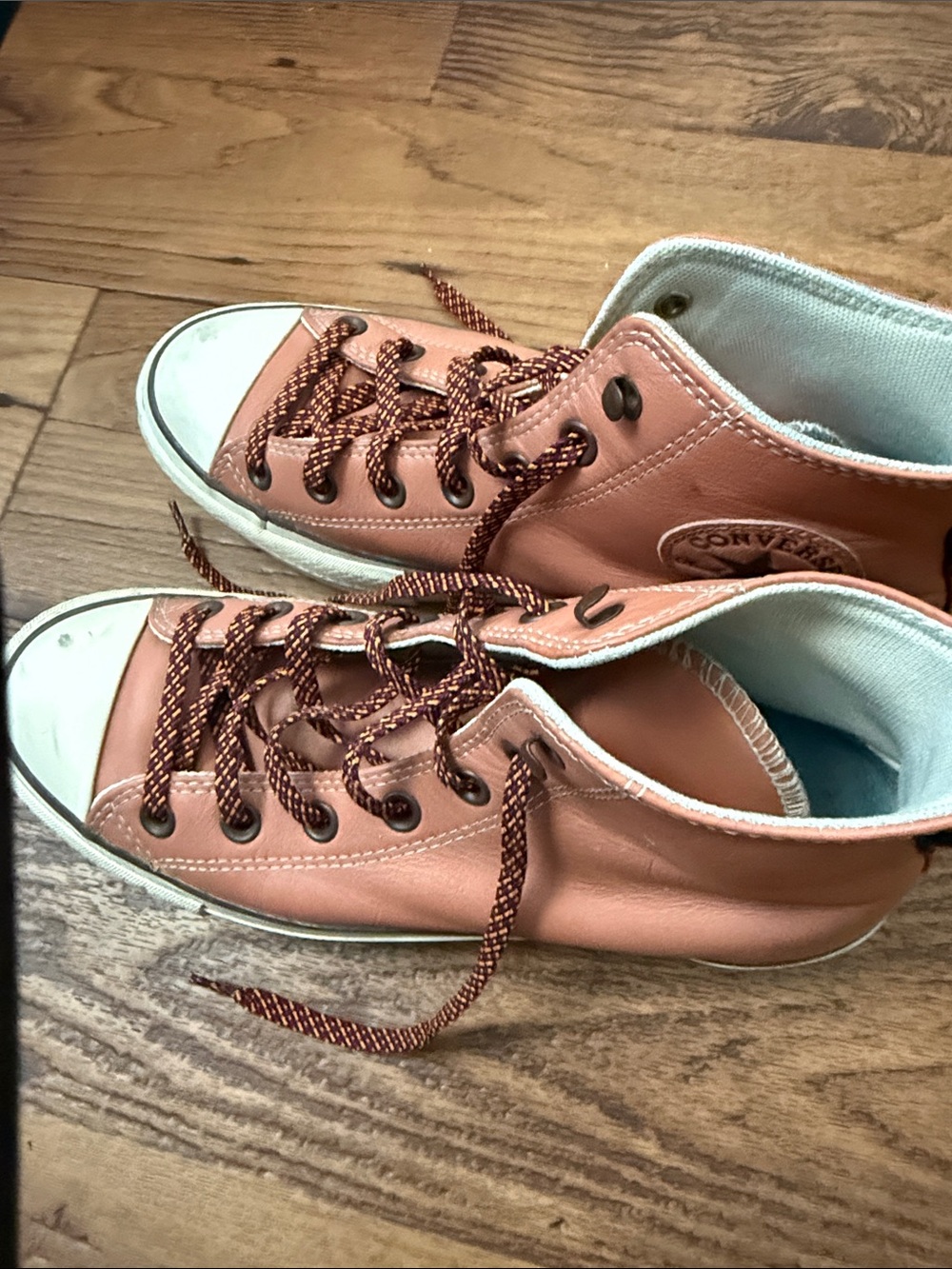 Converse Women’s Coral High-Top Sneakers with Patterned Laces